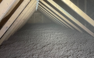 Blown insulation in an attic